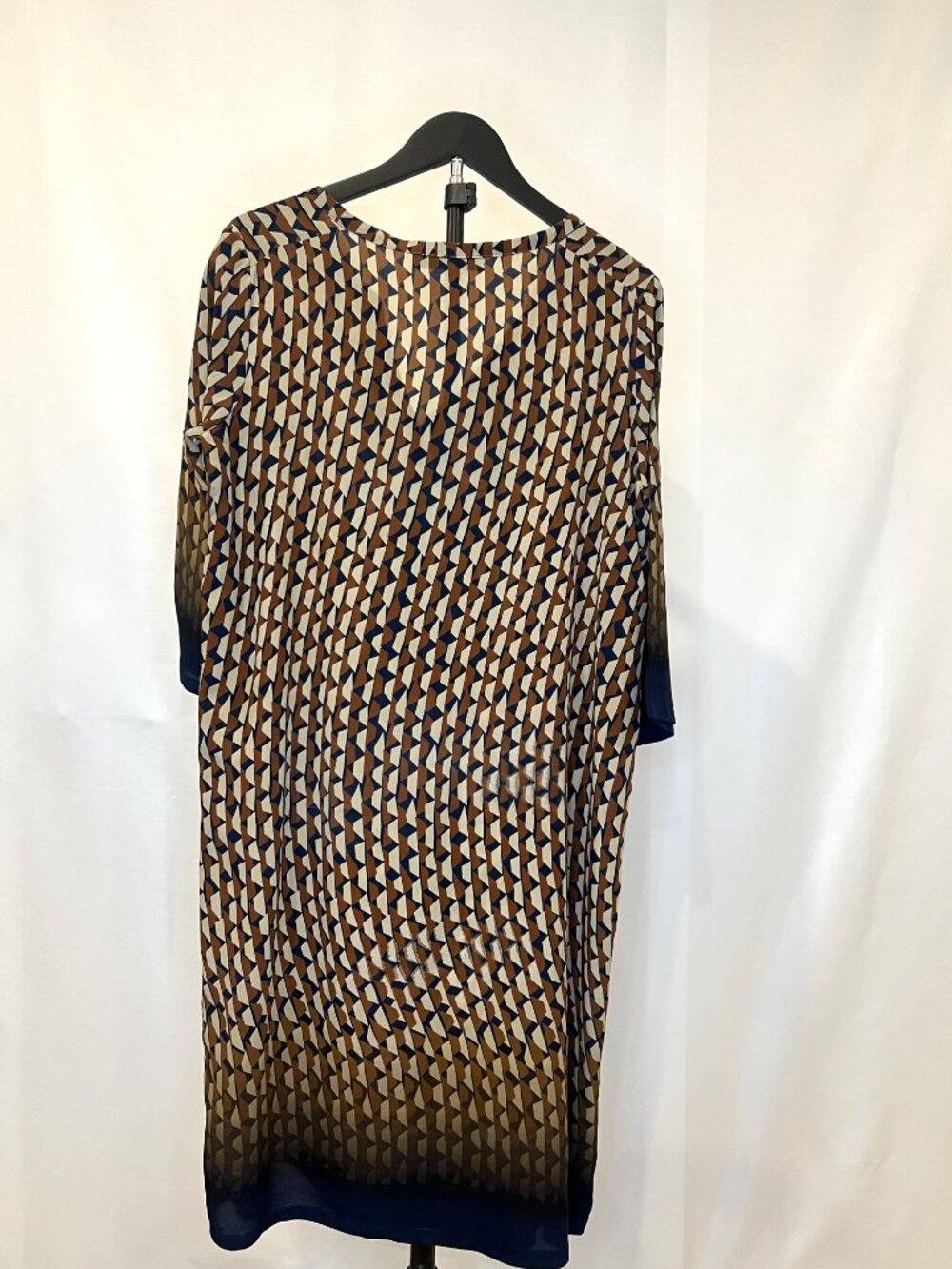 'Zenggi Amsterdam' Geometric Print V-Neck Shift Dress Blue Brown - Size 3en - Picture 3 of 7